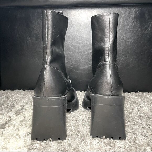 NWT Zara Zippered Leather Heeled Ankle Boots - Picture 7 of 10